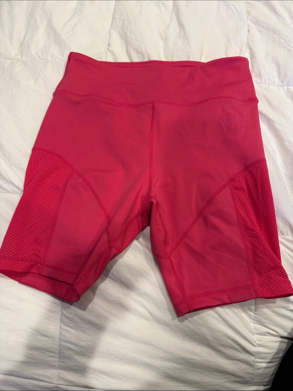 High-Rise Pink Bike Shorts with Mesh Panels